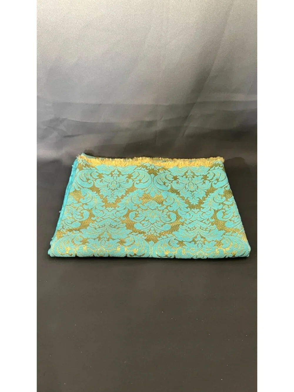 Luxurious Brocade Fabric In Gold & Turquoise Jacquard Upholstery
